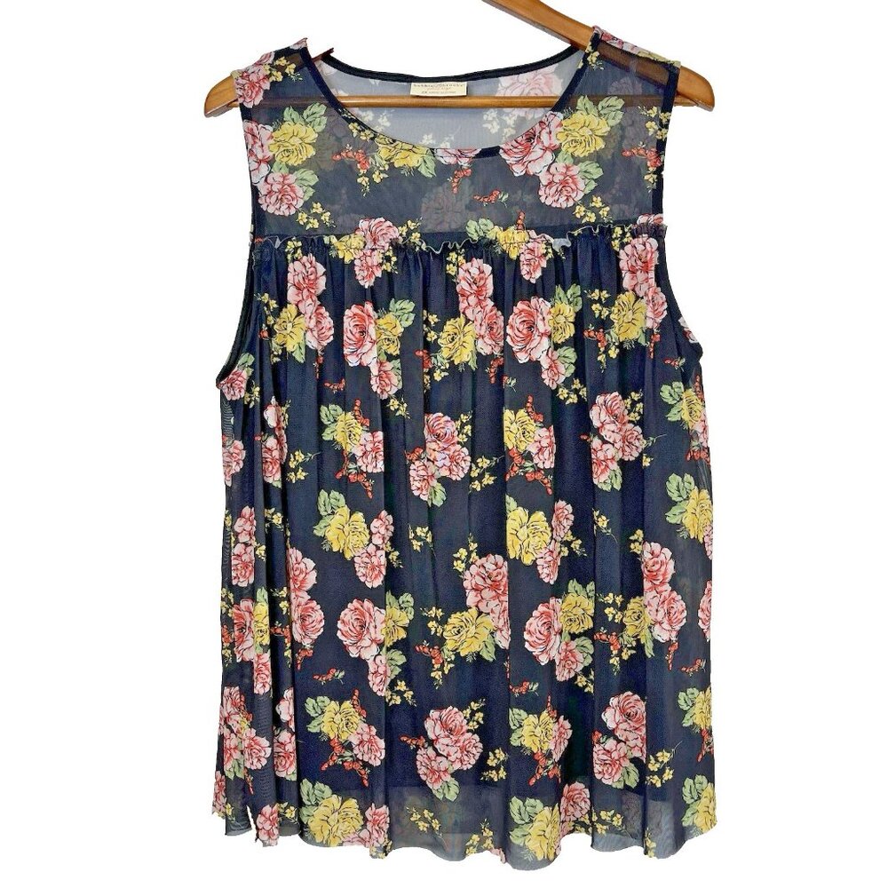 Bobbie‎ Brooks Mesh Floral Tank Top Plus Size 2X Sleeveless Lined Whimsygoth